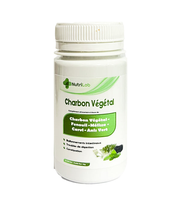 NUTRILAB Charbon Végétal 30 Gellules -Digestion Ballonnements Détox Confort Intestinal