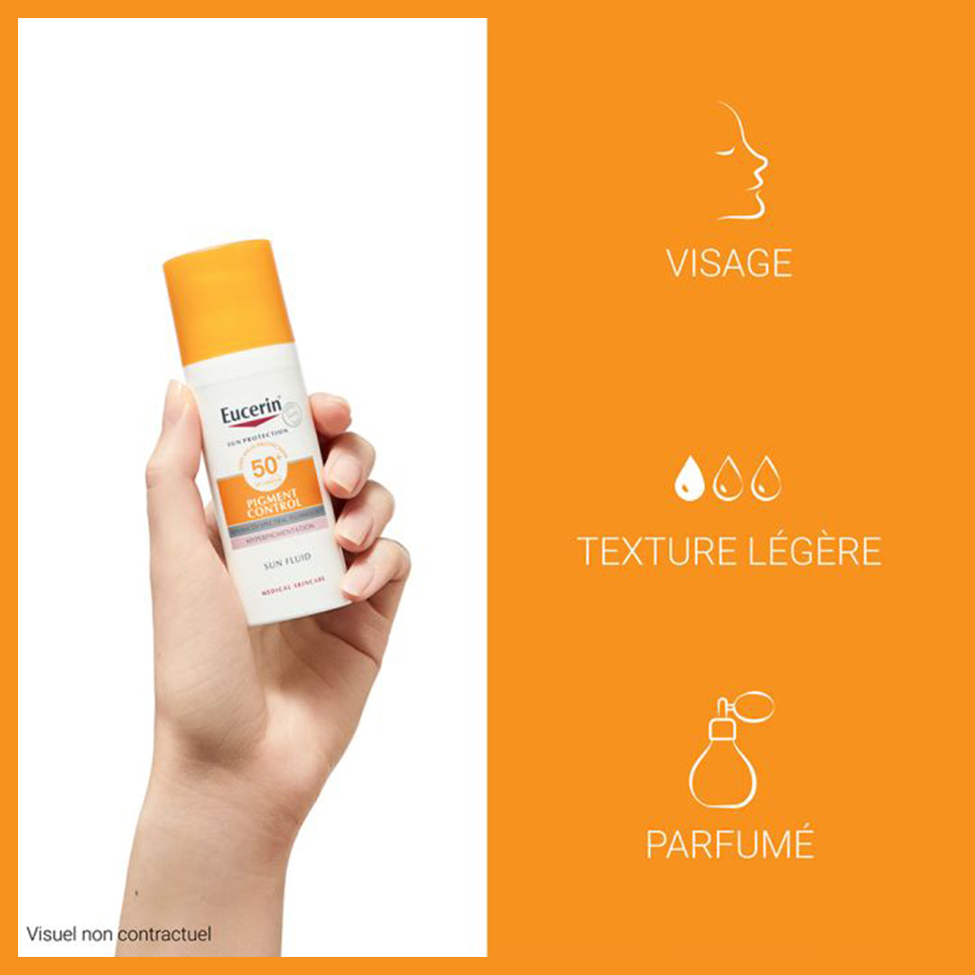 EUCERIN SUN Pigment Control Fluid SPF50+ 50ml Anti-Taches = Gel Nettoyant Anti pigment 20ml Offert