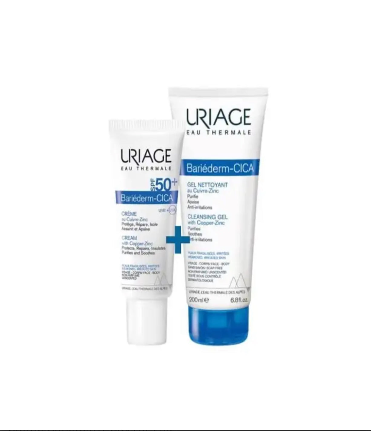 Pack URIAGE BARIEDERM CICA CREME SPF50 40ML+ CICA GEL NETTOYANT 200ML
