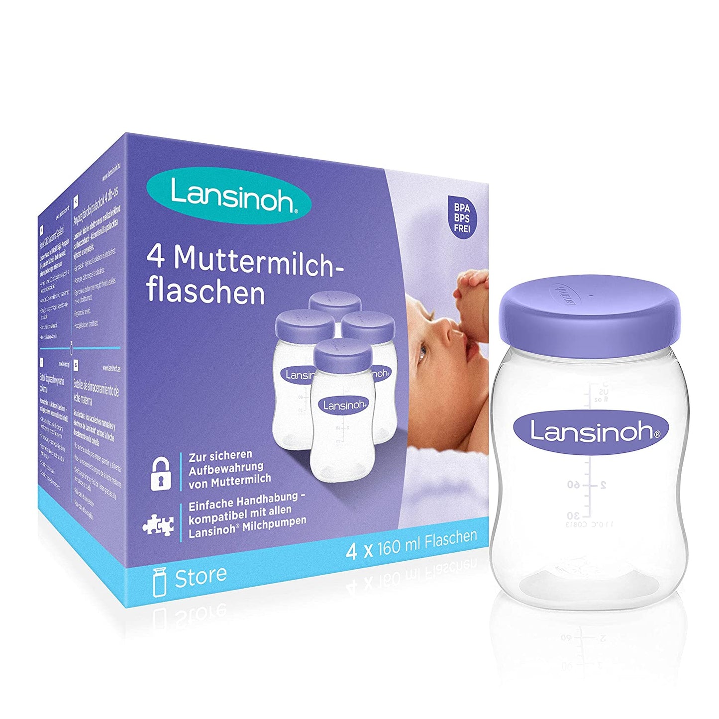 Lansinoh Bouteilles de Conservation 4×160 ml (4 pcs)