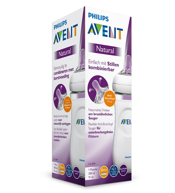 Avent – SCF036/17 – Biberon Natural 330 ml – 6 mois et + (Débit Rapide