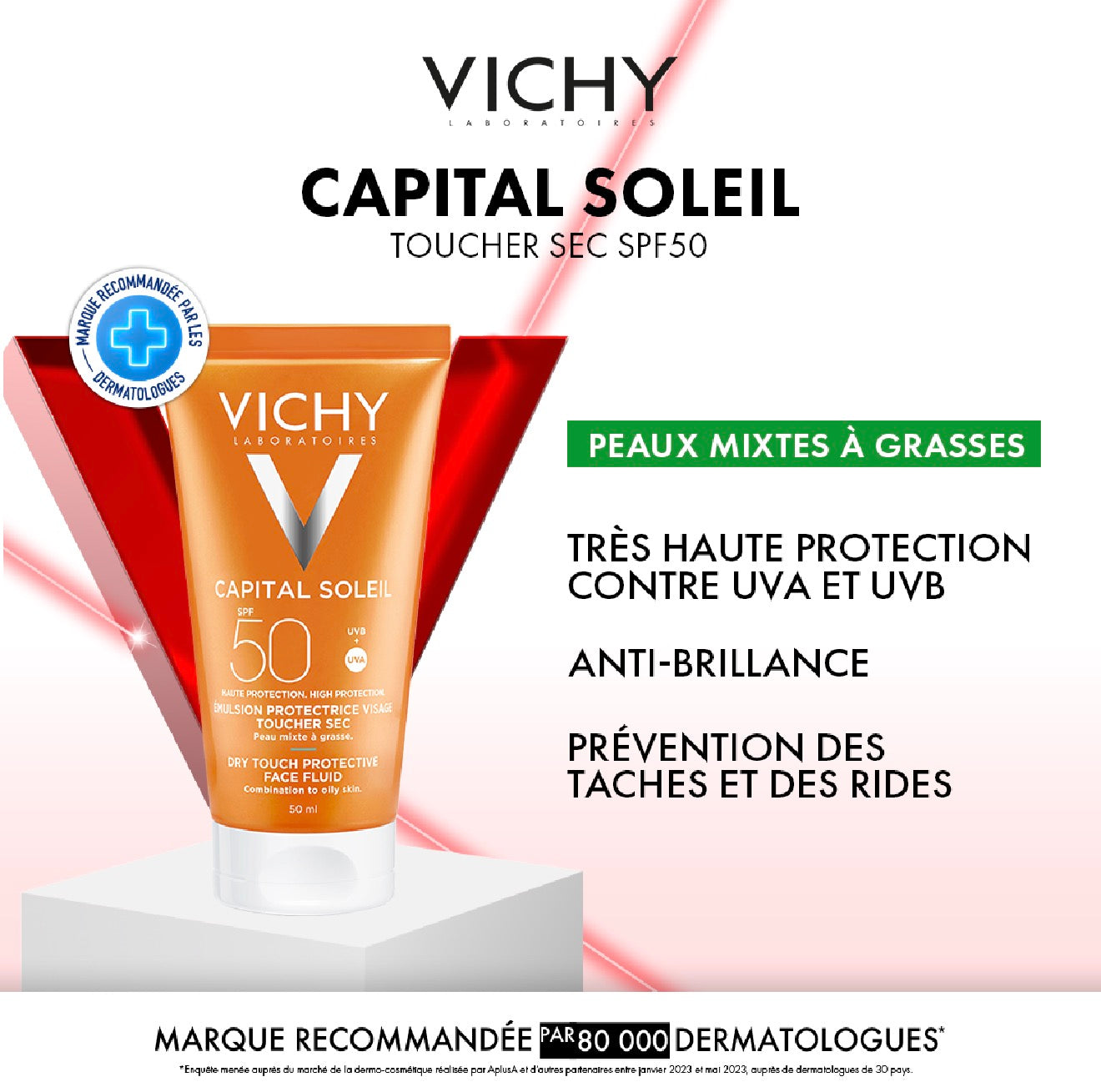 VICHY CAPITAL SOLEIL TOUCHER SEC INVISIBLE SPF50 + 2 MINI LIFTACTIV RETINOL SERUM +TROUSSE OFFERTE