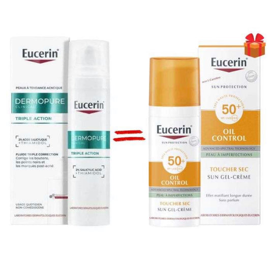 EUCERIN DERMOPURE SÉRUM TRIPLE ACTION 40ML = SUN OIL CONTROL SPF50+ 50 ML OFFERT