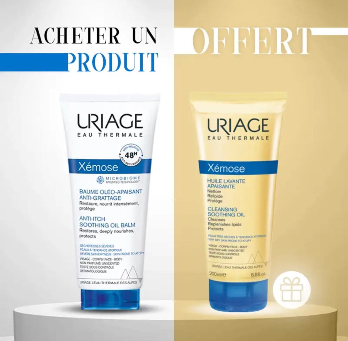URIAGE COFFRET XEMOSE BAUME OLEO APAISANT 200ML+XEMOSE HUILE LAVANTE 200ML OFFERTE