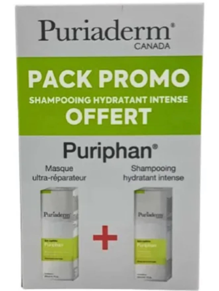 PURIADERM PACK PURIPHAN MASQUE ULTRA-REPARATEUR 200ML+PURIPHAN SHAMPOING HYDRATANT 200 ML OFFERT