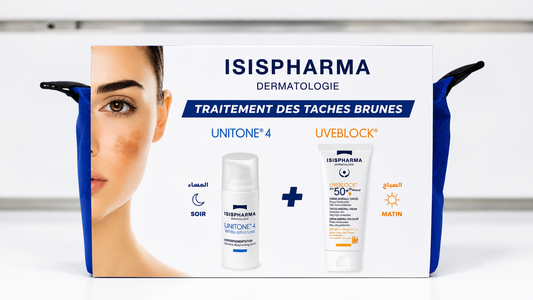 ISISPHARMA UNITONE4 white advanced Serum depigmentant Intensif 15ml = uveblock 50+ Mineral Teintee+ trousse Offerts