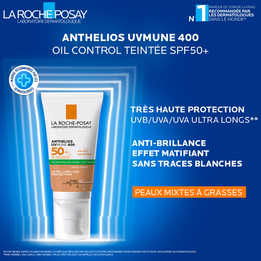 LA ROCHE POSAY ANTHELIOS TEINTÉE UVMUNE 400 GEL CREME OIL CONTROL SPF 50 = EAU THERMALE 50 ML OFFERTE