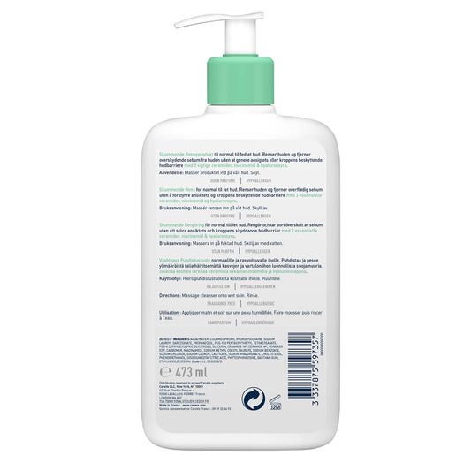 Cerave gel moussant nettoyant peau normale à grasse 473ml
