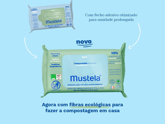 Mustela lingettes de coton bio à l'eau certifiées bio x60