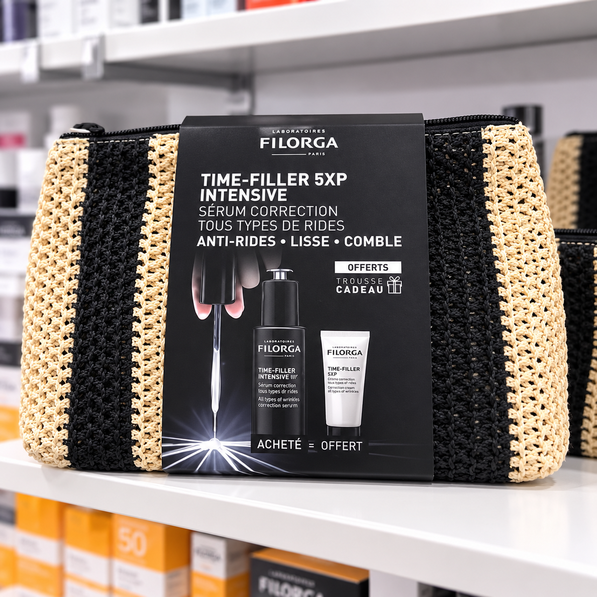 FILORGA OFFRE TIME FILLER INTENSIVE 5XP SERUM 30ML ACHETE = MINI CRÈME TIME FILLER 5XP ET TROUSSE OFFERTS