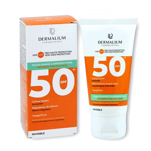 DERMALIUM CRÈME SOLAIRE SPF 50+POUR PEAUX GRASSES À IMPERFECTIONS