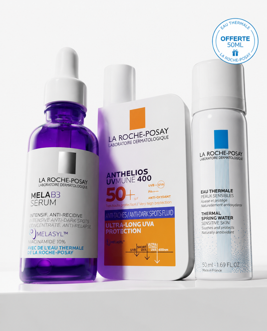 DUO ANTI-TACHES LA ROCHE POSAY MELA B3 SERUM 30 ML + ANTHELIOS FLUIDE ANTI TACHES SPF50 -50 ML + EAU THERMALE 50ML