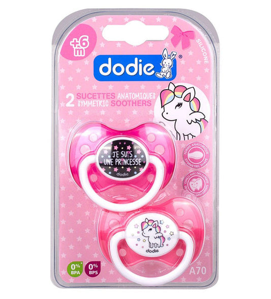 Dodie – Sucette forme anatomique silicone Girly Licorne (6M +) N°A70