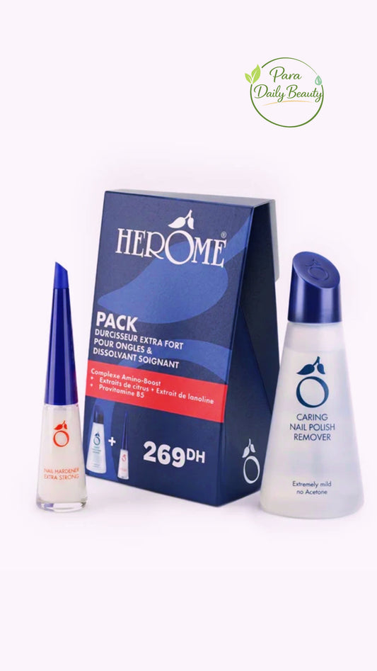 HEROME PACK DURCISSEUR EXTRA FORT POUR ONGLES  + DISSOLVANT SOIGNANT 100ml