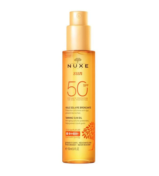 NUXE SUN Huile Solaire Bronzante Haute Protection SPF50 Visage et Corps 150ml