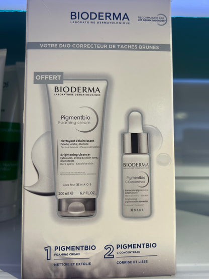 Bioderma – PACK Pigmentbio C-Concentrate Correcteur Pigmentaire Éclaircissant 15 ML = Foaming Crème 200 ml Offerte