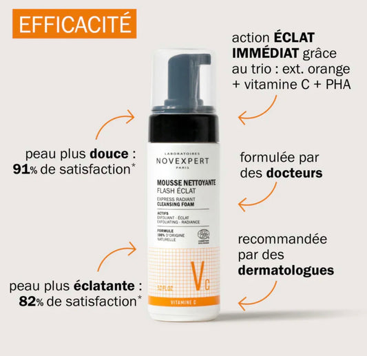 Novexpert Vitamine C Flash Eclat Mousse Nettoyante – 150 ml
