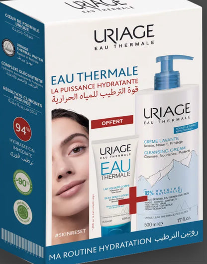 Uriage Coffret Crème Lavante 500ml + Lait Velouté Corps 200ml Offert