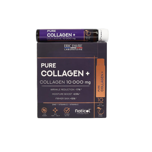 Eric Favre Pure Collagène+ 10000 mg – 10 Ampoules 25ml | Anti-Âge, Peau & Articulations
