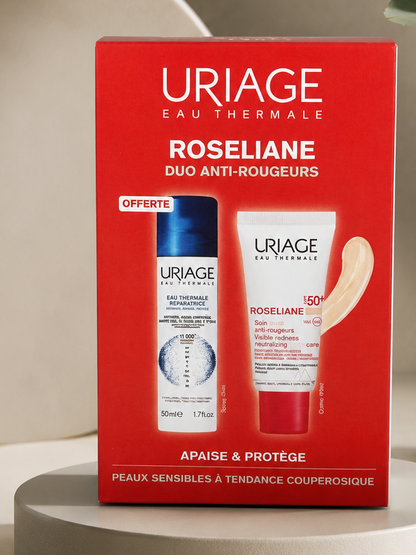 URIAGE ROSÉLIANE CC CREAM SPF50 TEINTE CLAIRE + EAU THERMALE RÉPARATRICE 50ml Offerte
