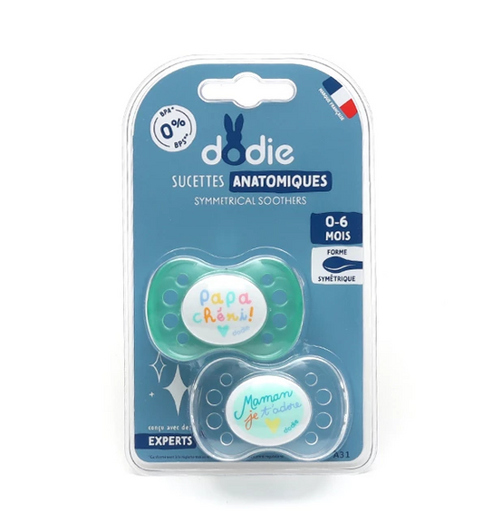 Dodie sucette A31 0-6 Mois Duo Maman Papa Cheri
