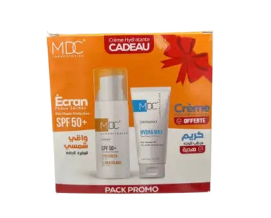 MDC PACK ECRAN SOLAIRE PEAUX SECHES SPF50+ 50ML + CREME HYDRA MAX 30ML OFFERTE