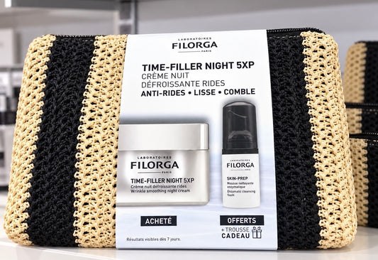 FILORGA OFFRE TIME-FILLER NIGHT 5XP CRÈME NUIT DÉFROISSANTE RIDES 50ML = SKIN-PREP 30ML + TROUSSE OFFERTS