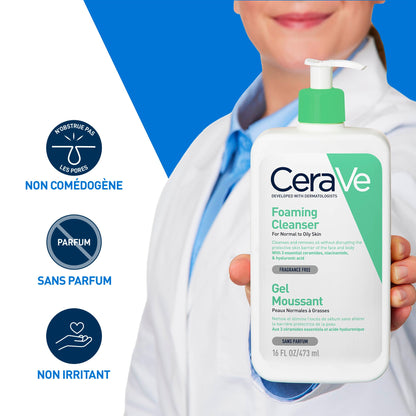 Cerave gel moussant nettoyant peau normale à grasse 473ml