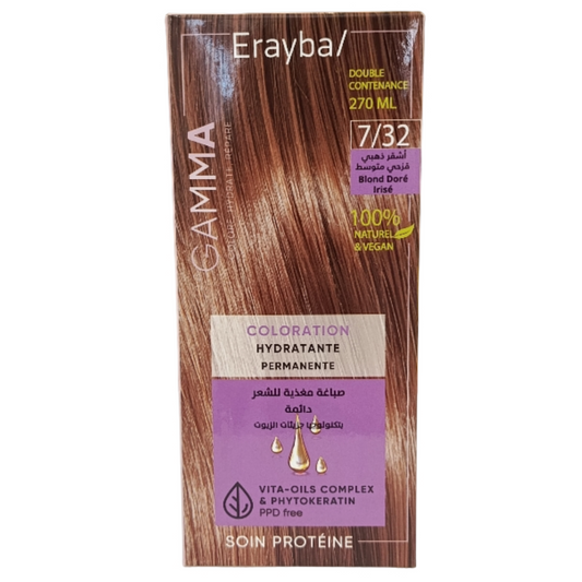 Erayba Gamma Coloration Permanente 7/32 – Blond Doré Irisé Hydratant