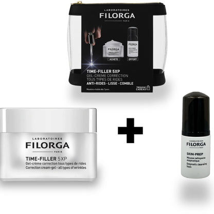 Coffret FILORGA Time-Filler 5XP Gel-Crème 50 ml =Skin-Prep mousse 30ml + Trousse OFFERTES