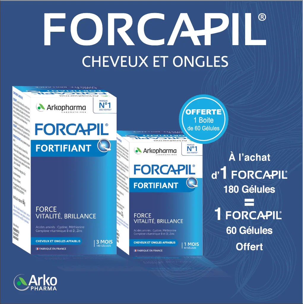 Forcapil Pack Fortifiant 180 Gélules = Fortifiant 60 Gélules Offert