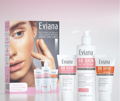 COFFRET SOIN ANTI-TACHES EVIANA BB SKIN – NETTOYANT + CRÈME ÉCLAIRCISSANTE + SPF50