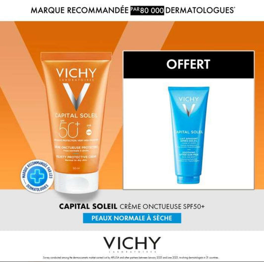 Vichy CAPITAL SOLEIL Crème Onctueuse iSPF 50+ 50 ML + CAPITAL SOLEIL LAIT 100 ML OFFERT