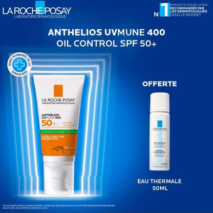 LA ROCHE POSAY OFFRE ANTHELIOS UVMUNE400 OIL CONTROL INVISIBLE SPF50+ 50ML = EAU THERMALE 50ML OFFERTE