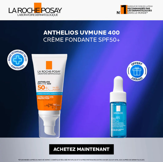 LA ROCHE POSAY ANTHELIOS ULTRA CRÈME HYDRATANTE INVISIBLE SPF50+ 50ML = HYALU B5 10ML OFFERT
