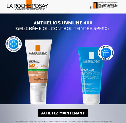 LA ROCHE POSAY ANTHELIOS TEINTÉE UVMUNE 400 GEL CREME OIL CONTROL SPF 50 = EFFACLAR GEL MOUSSANT 50ML OFFERT