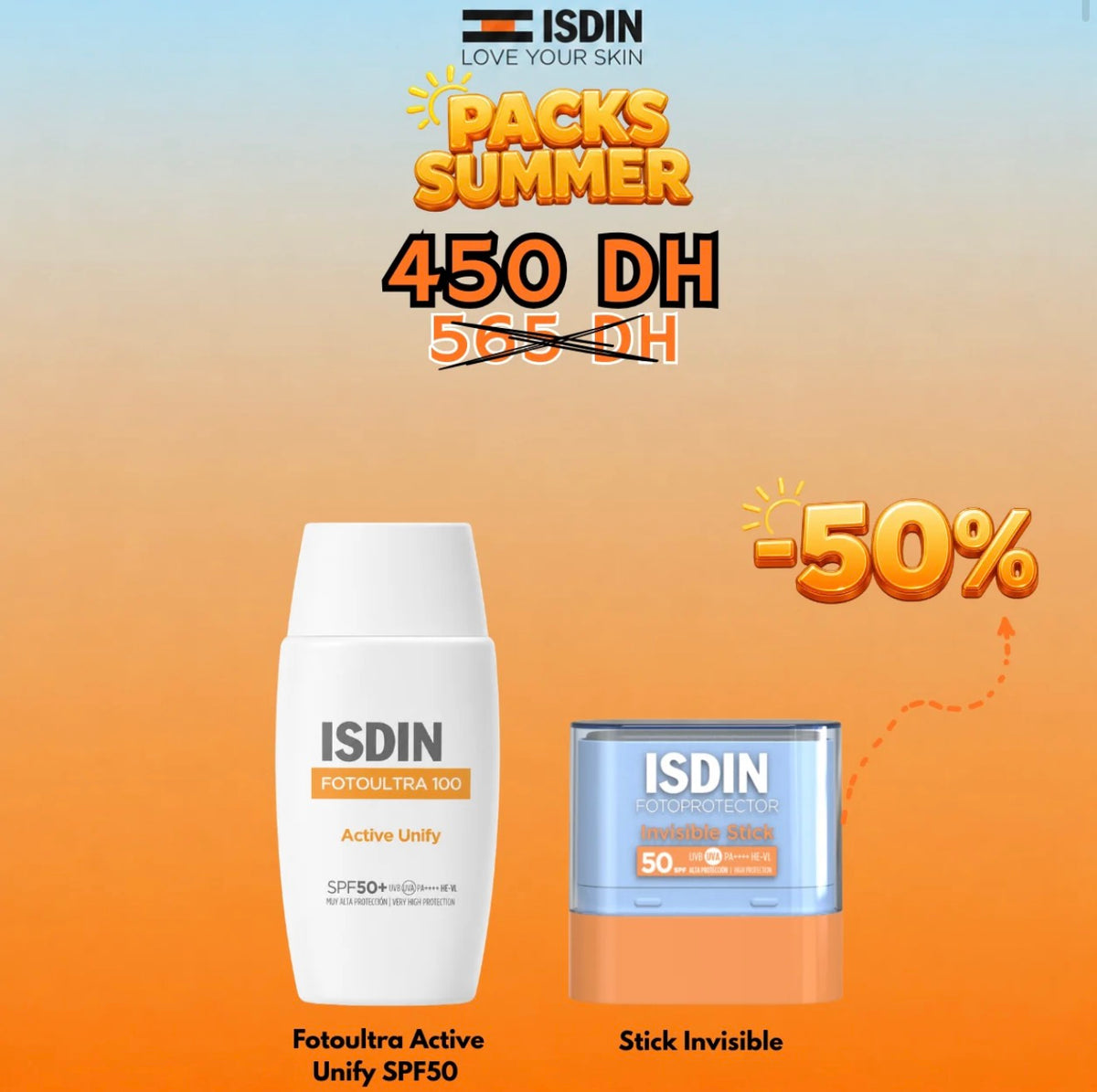 ISDIN PACK SUMMER FOTOULTRA ACTIVE UNIFY SPF50+ + STICK INVISIBLE (-50% SUR LE STICK INVISIBLE)
