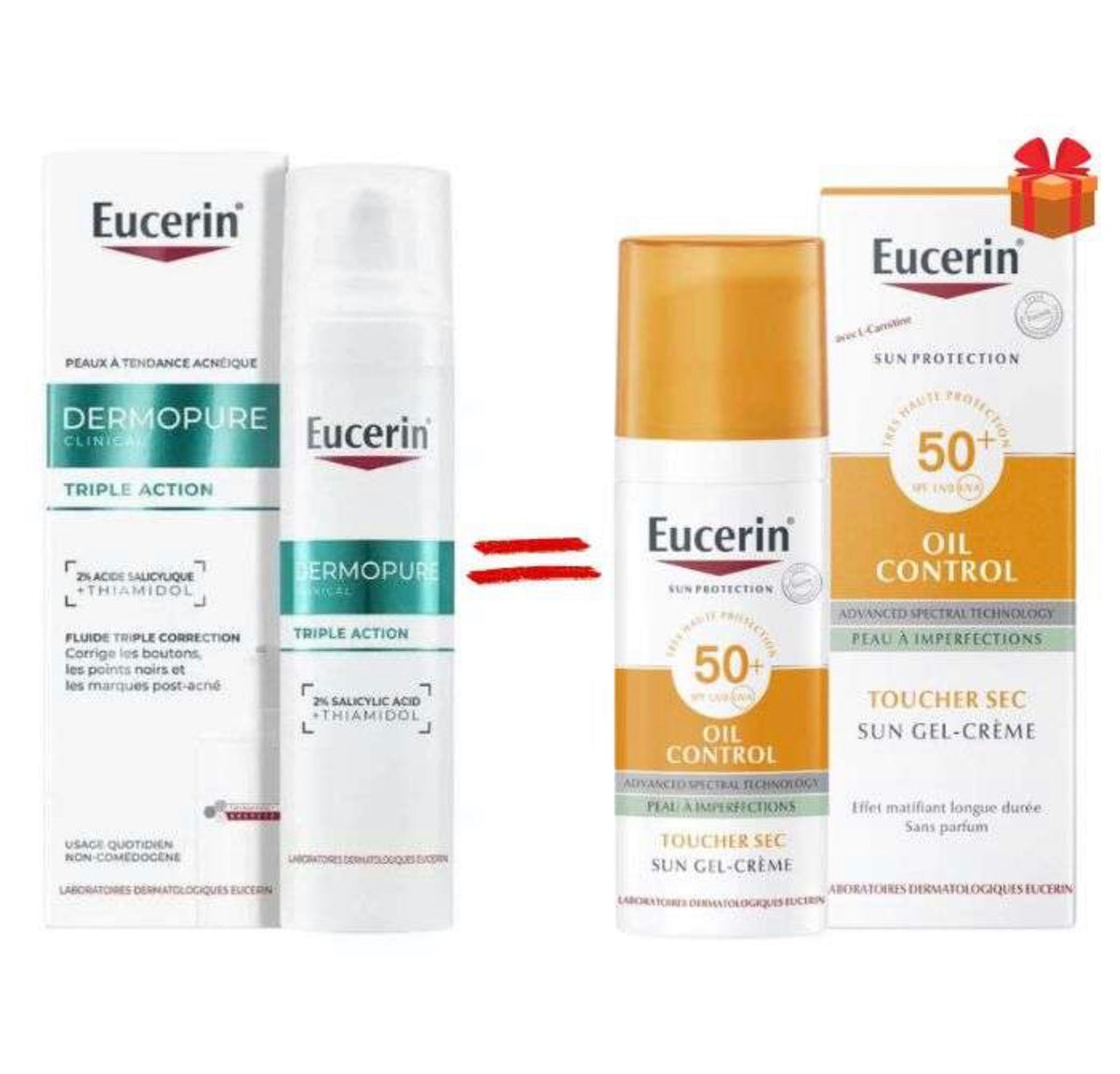 EUCERIN DERMOPURE SÉRUM TRIPLE ACTION 40ML = SUN OIL CONTROL SPF50+ 50 ML OFFERT
