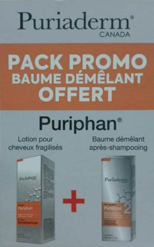PURIADERM Pack Promo Lotion Cheveux Fragilisés + Baume Démêlant Après-Shampooing OFFERT