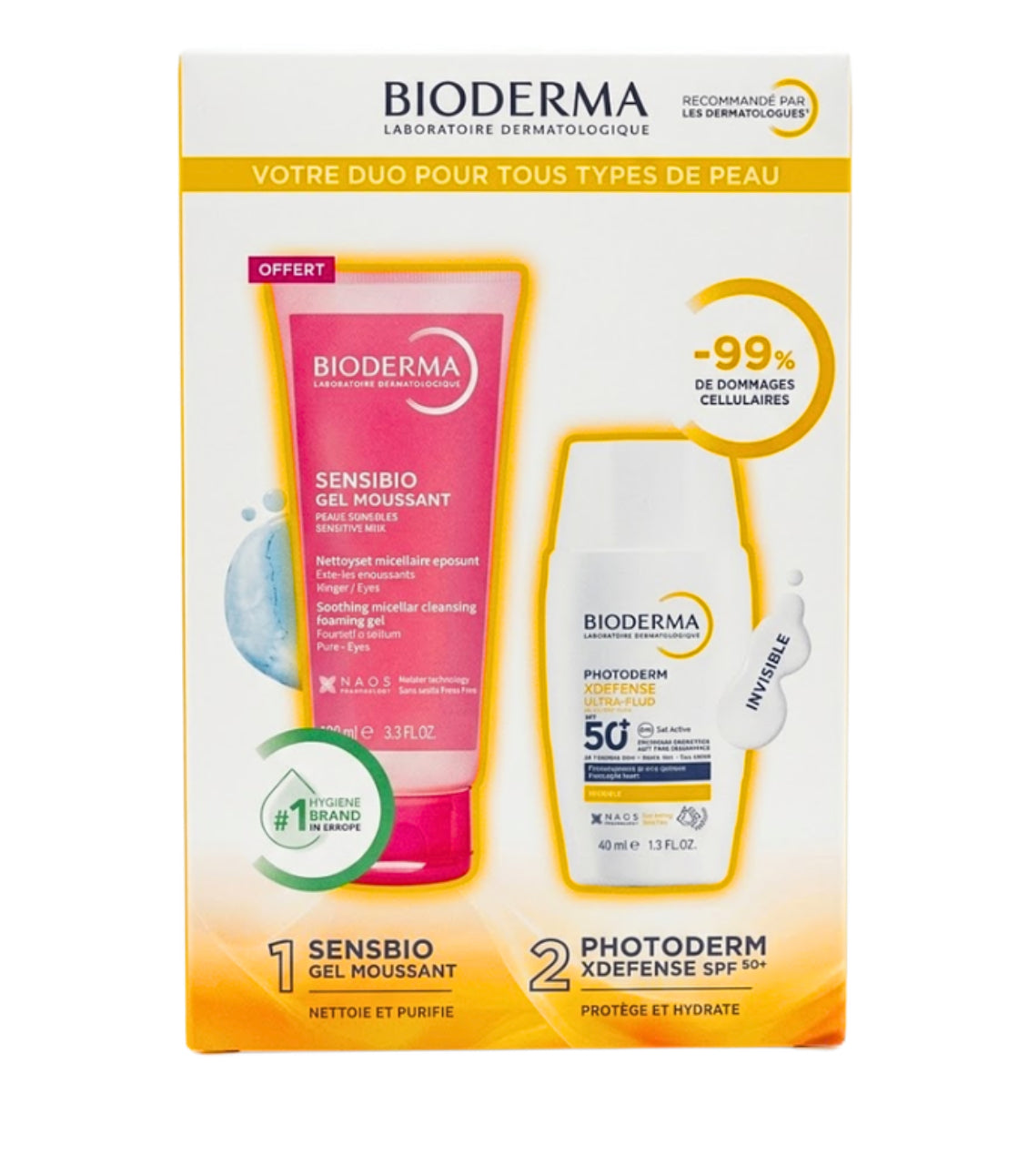 Pack Bioderma Photoderm Xdefense Ultra Fluide Invisible+Sensibio Gel Mousant 100ml