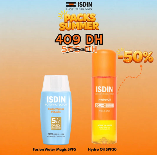 ISDIN PACK SUMMER FUSION WATER MAGIC SPF50 + HYDRO OIL SPF30 (-50% SUR HYDRO OIL)