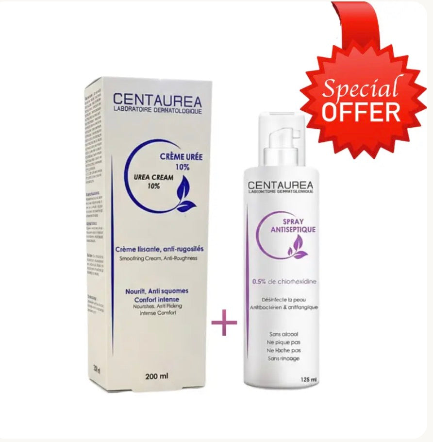 Centaurea Creme Uree 10% 200ml+Spray Antiseptique 125ml Pack