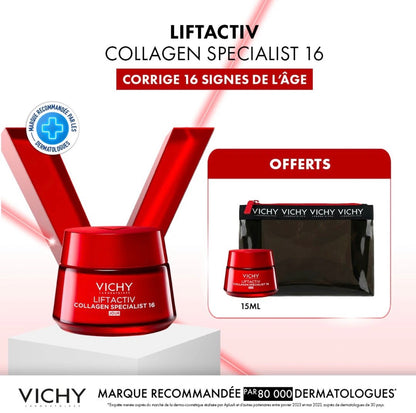 VICHY OFFRE LIFTACTIV COLLAGEN SPECIALIST ANTI AGE JOUR 50 ML + TROUSSE + LIFTACTIV 15ML OFFERTs