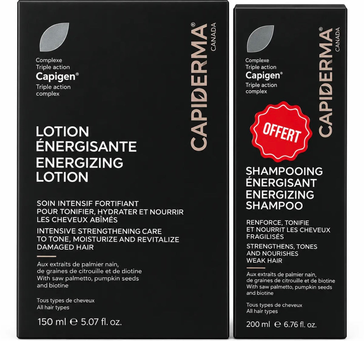 CAPIDERMA - LOTION ENERGISANTE 150 ML + SHAMPOOING ENERGISANT ANTI CHUTE 200ML OFFERT
