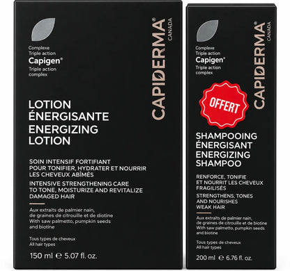 CAPIDERMA - LOTION ENERGISANTE 150 ML + SHAMPOOING ENERGISANT ANTI CHUTE 200ML OFFERT