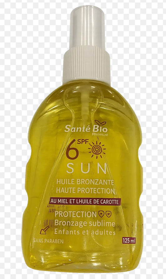 Santé Bio Huile Bronzante SPF6 – Soin Solaire 125ml Lumineux