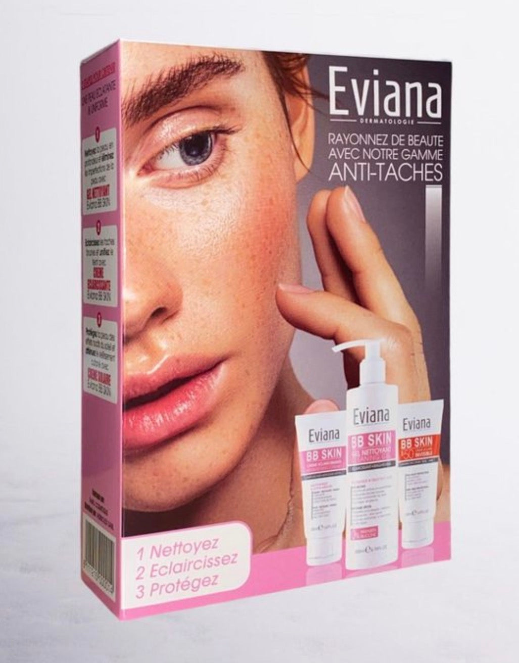 COFFRET SOIN ANTI-TACHES EVIANA BB SKIN – NETTOYANT + CRÈME ÉCLAIRCISSANTE + SPF50