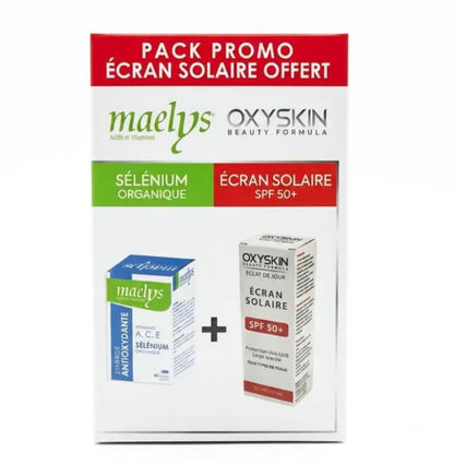 Maelys Selenium 60 Gelules + Oxyskin Ecran Solaire Spf50+50ml pack