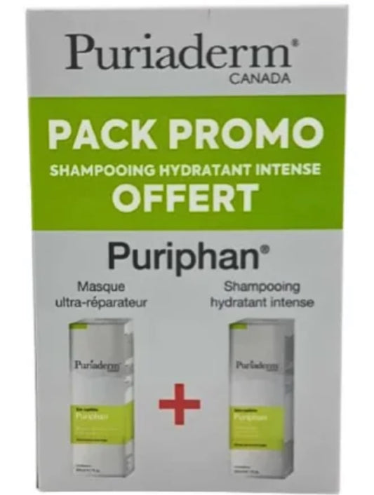 PURIADERM PACK PURIPHAN MASQUE ULTRA-REPARATEUR 200ML+PURIPHAN SHAMPOING HYDRATANT 200 ML OFFERT