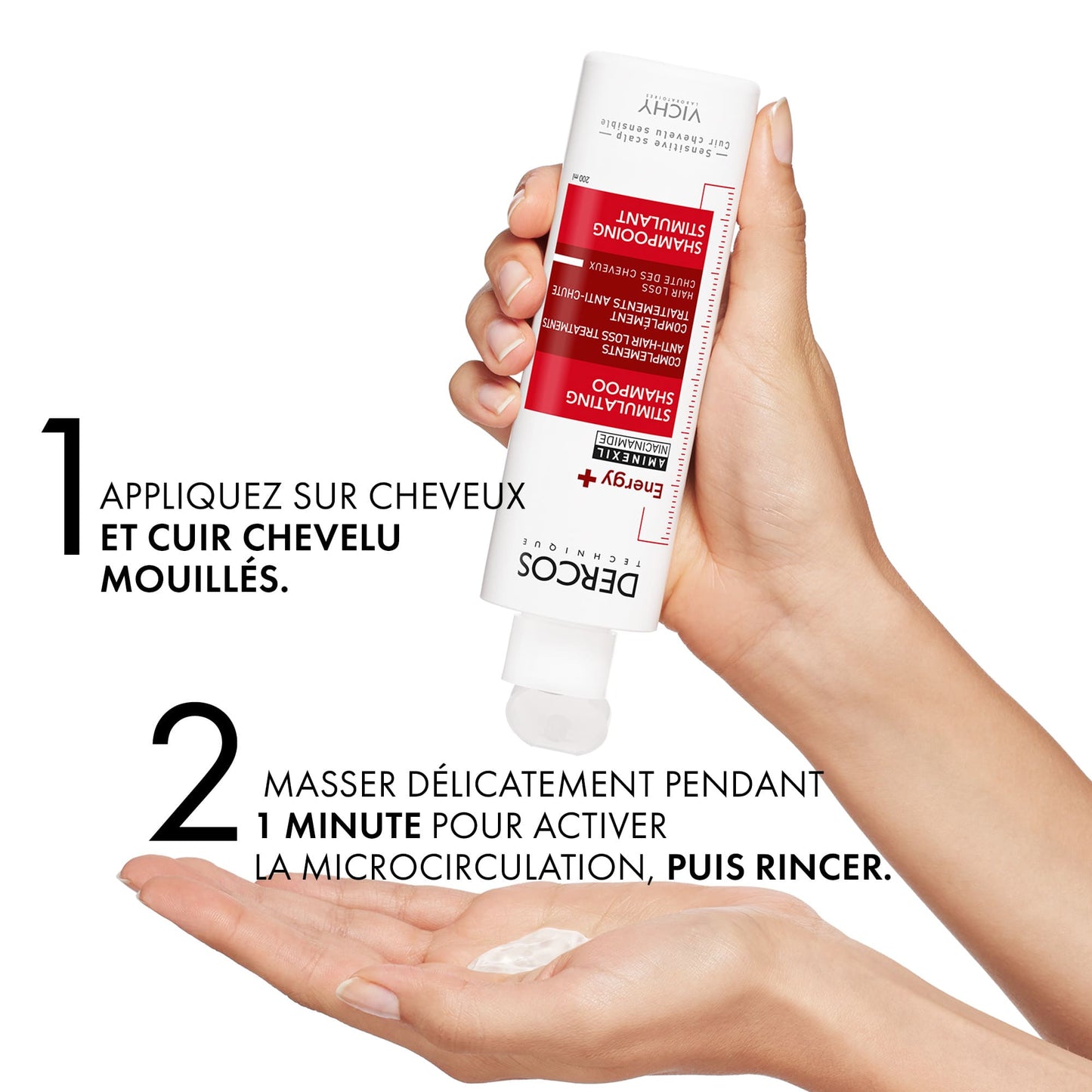 VICHY DERCOS SHAMPOOING ENERGISANT+ ANTI-CHUTE 200 ML = FORMAT VOYAGE 50 ML OFFERT